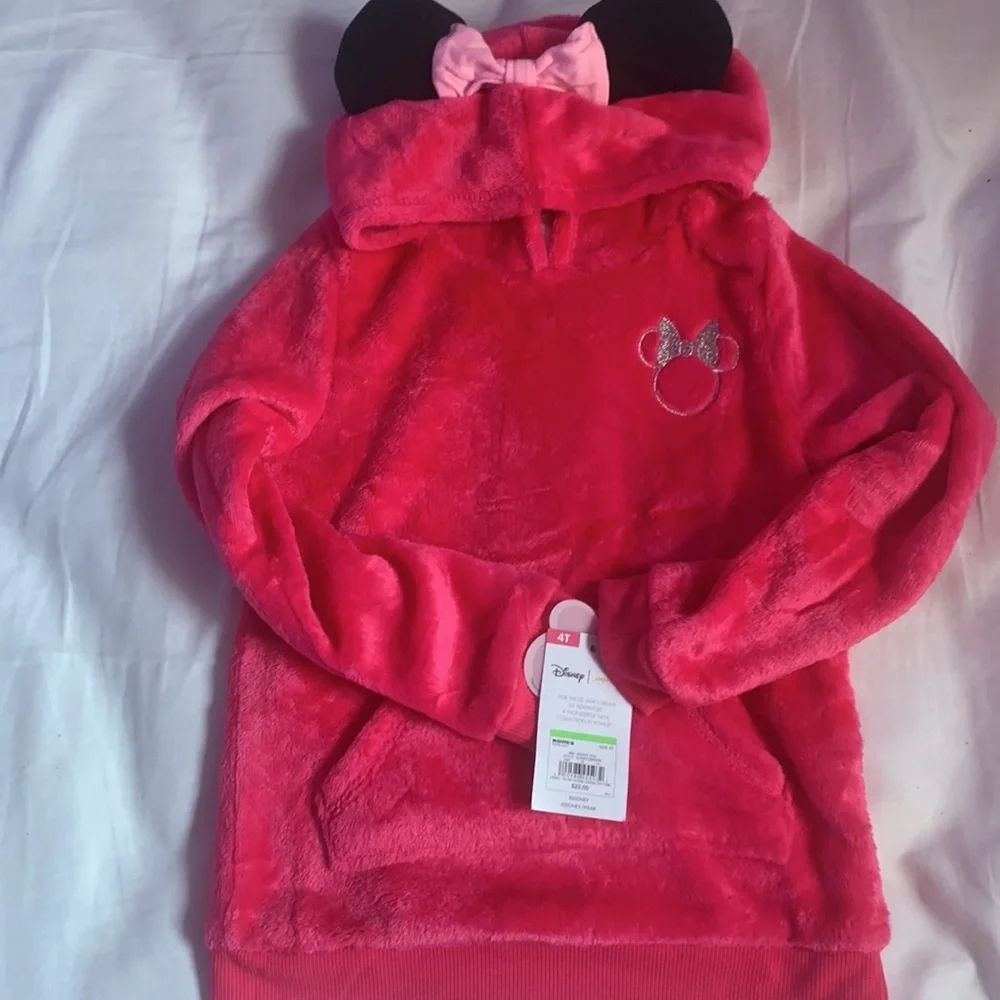 NWT Disney's Minnie Mouse Toddler Girl Plush Tunic Hoodie-Jumping Beans - Picture 3 of 12